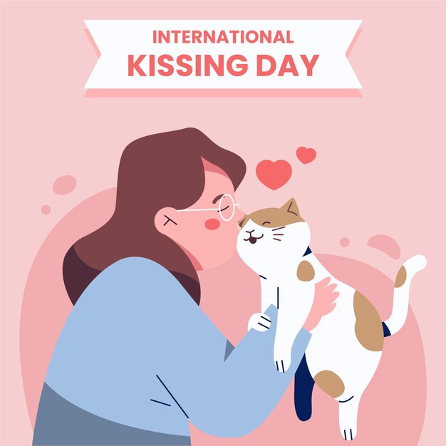 Flat international kissing day illustration