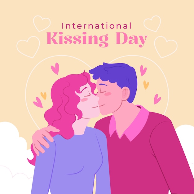 Free Vector flat international kissing day illustration