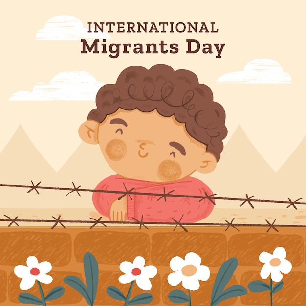 Flat international migrants day illustration