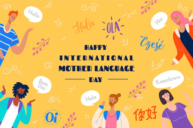 Free Vector flat international mother language day background