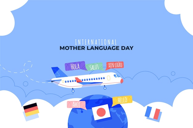 Flat international mother language day background