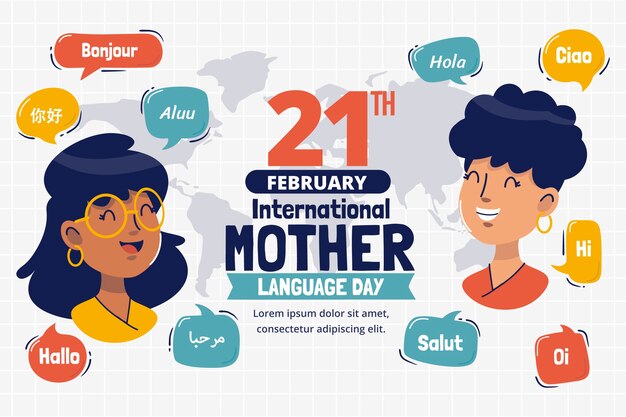 Flat international mother language day background