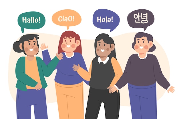 Flat international mother language day illustration