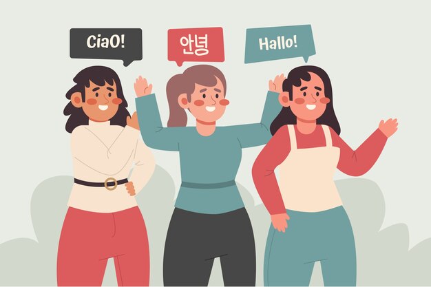 Flat international mother language day illustration