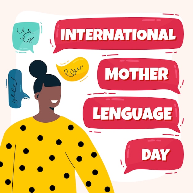 Flat international mother language day illustration