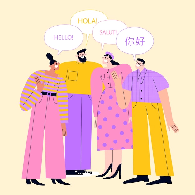 Flat international mother language day illustration