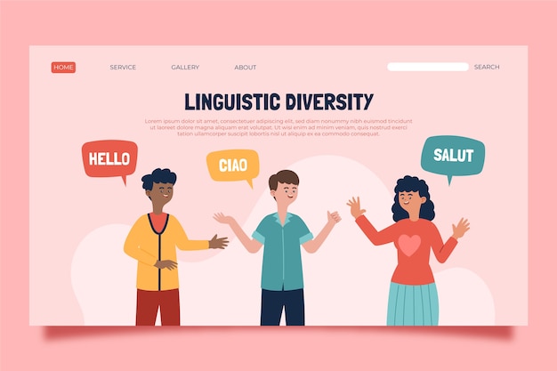 Flat international mother language day landing page template