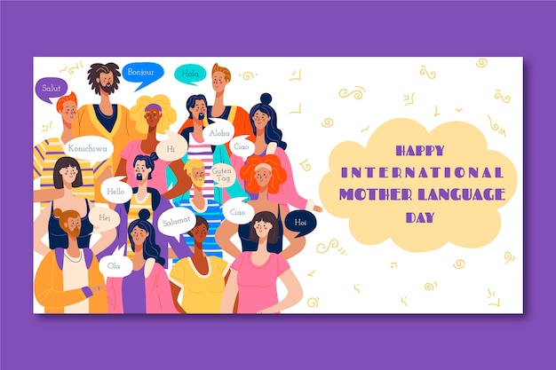 Free vector flat international mother language day social media post template