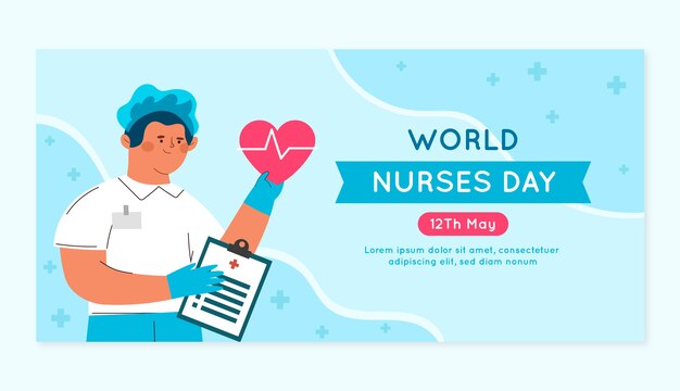 Flat international nurses day horizontal banner template