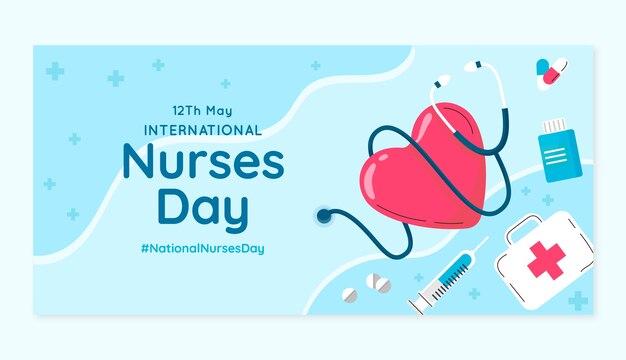 Flat international nurses day horizontal banner template