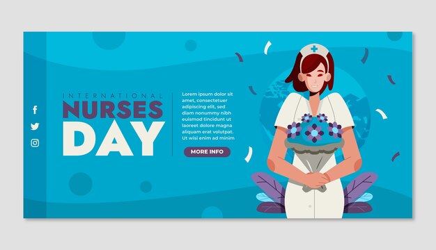 Flat international nurses day horizontal banner template