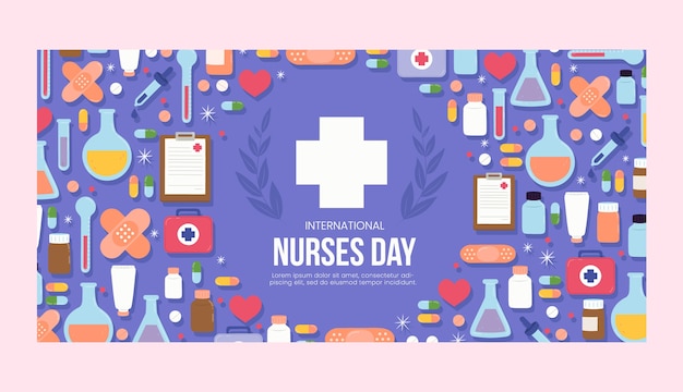 Flat international nurses day horizontal banner template