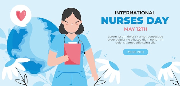 Flat international nurses day horizontal banner template