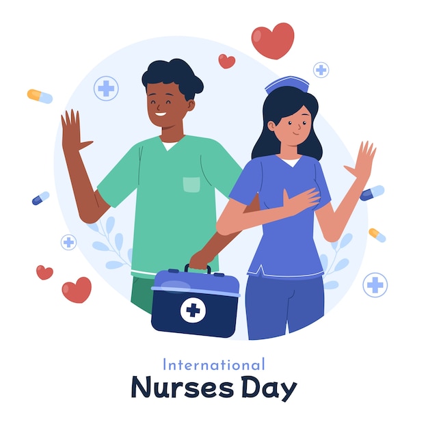 Flat international nurses day illustration