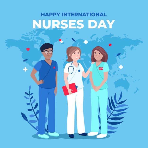 Flat international nurses day illustration