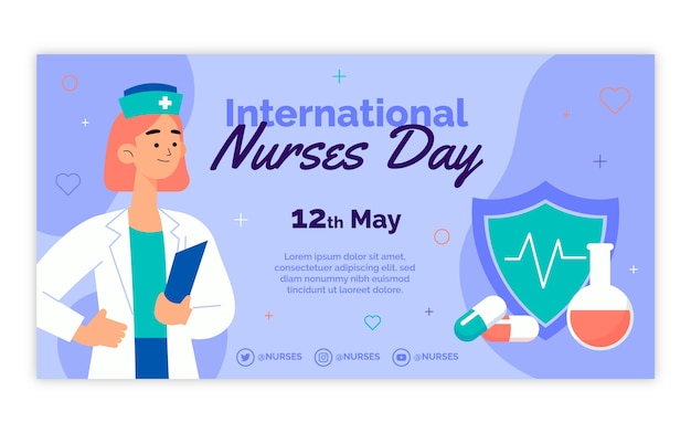 Flat international nurses day social media post template