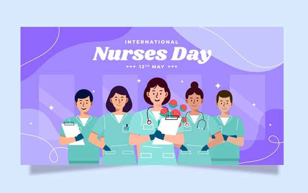 Flat international nurses day social media post template