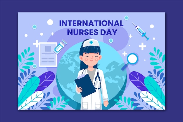 Flat international nurses day social media post template