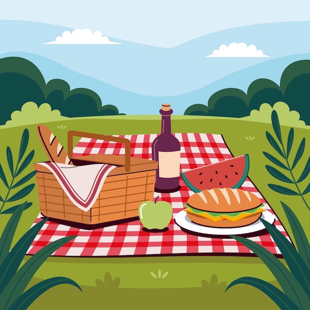 Free vector flat international picnic day illustration