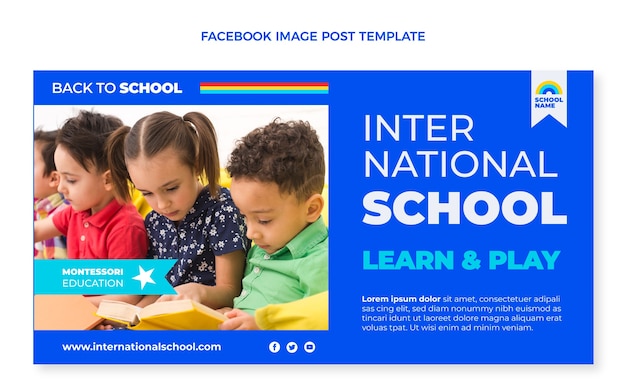 Free Vector flat international school social media post template