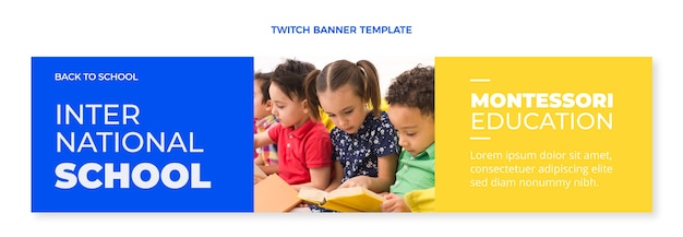 Flat international school twitch banner