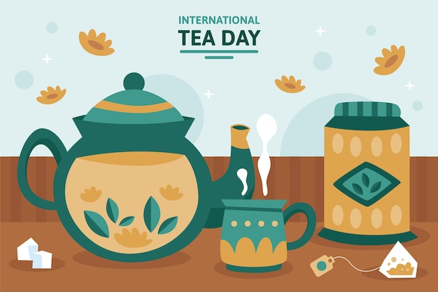 Free Vector flat international tea day background