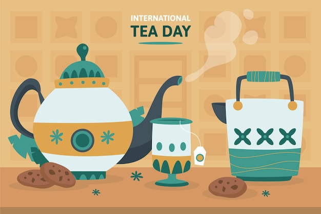 Free Vector flat international tea day background