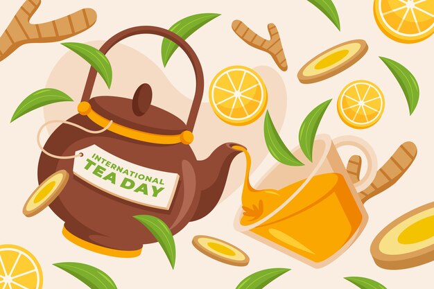 Flat international tea day background