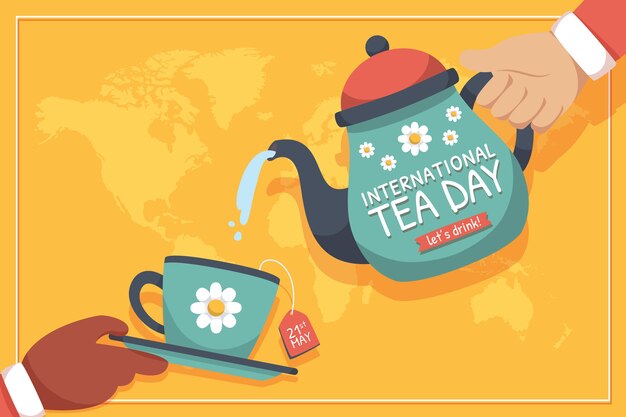 Flat international tea day background