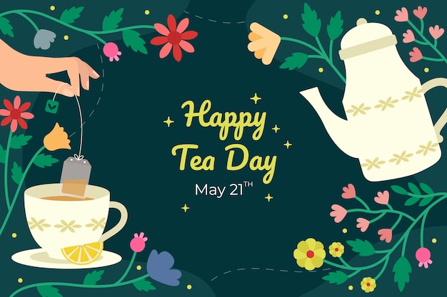 Free vector flat international tea day background