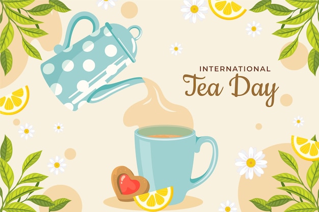 Flat international tea day background