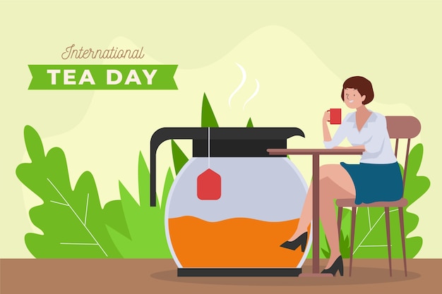 Free Vector flat international tea day background