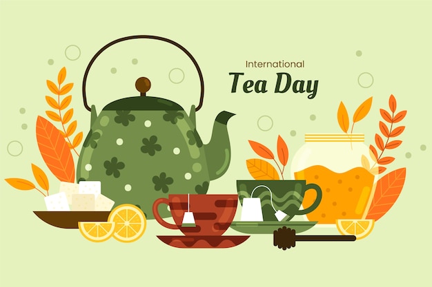 Flat international tea day background