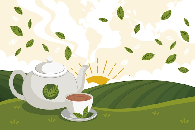 Flat international tea day background