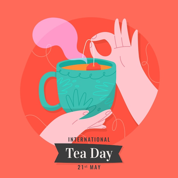 Free Vector flat international tea day illustration