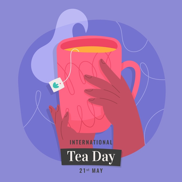 Free vector flat international tea day illustration