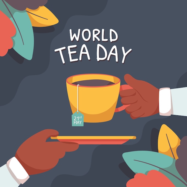 Flat international tea day illustration