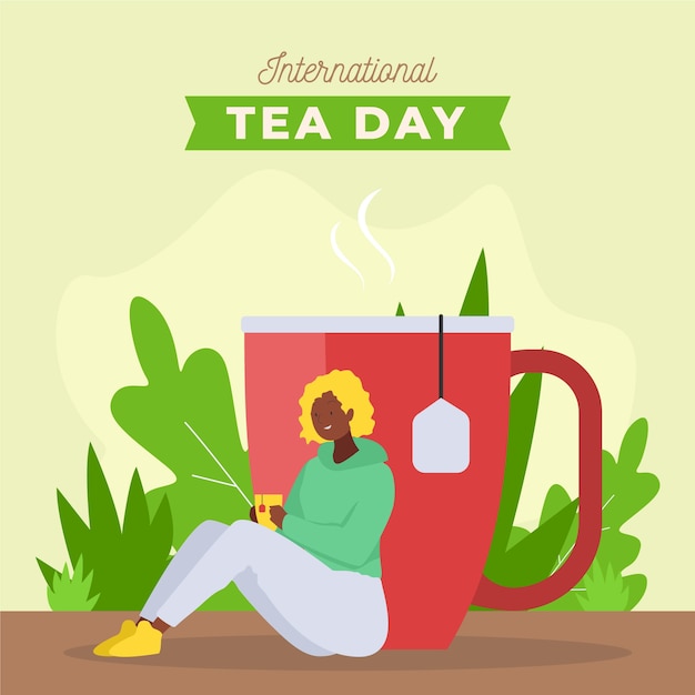 Free Vector flat international tea day illustration