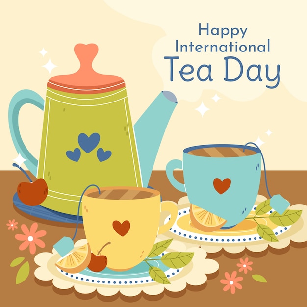 Free Vector flat international tea day illustration