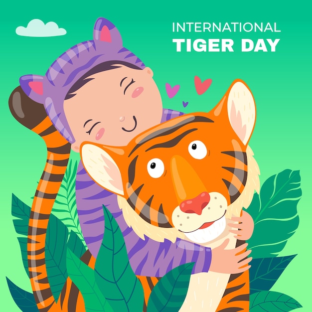 Free Vector flat international tiger day illustration