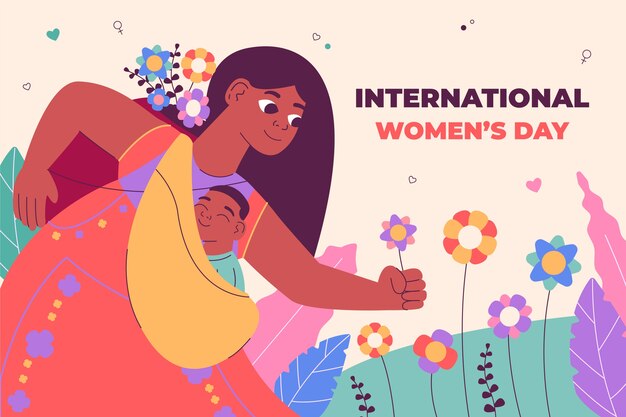 Flat international women's day background