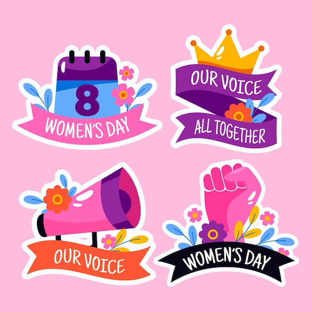 Flat international women's day badge collection