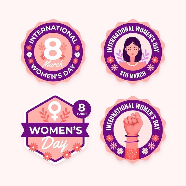 Flat international women's day badges collection