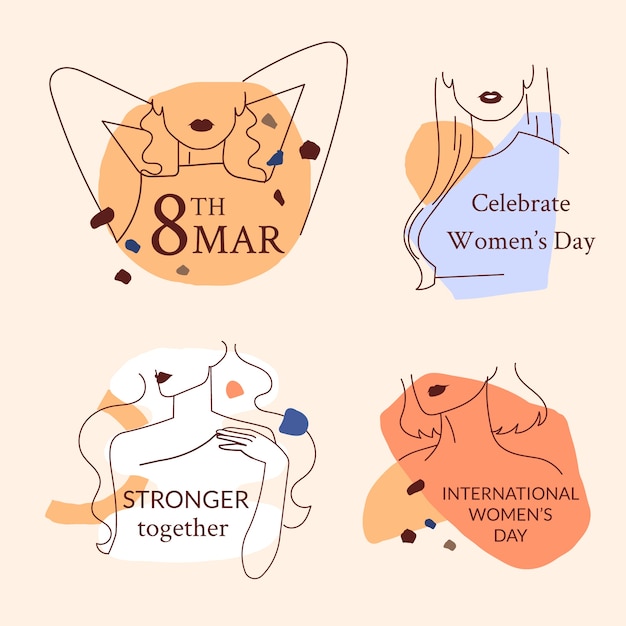 Flat international women's day badges collection