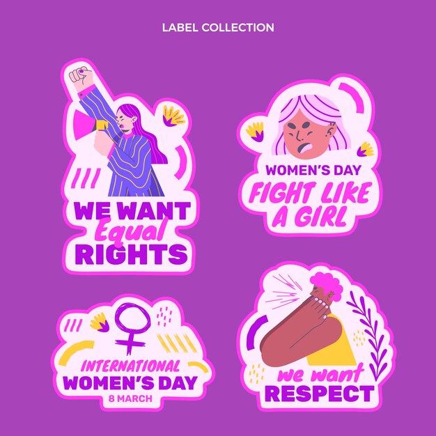 Flat international women's day badges collection