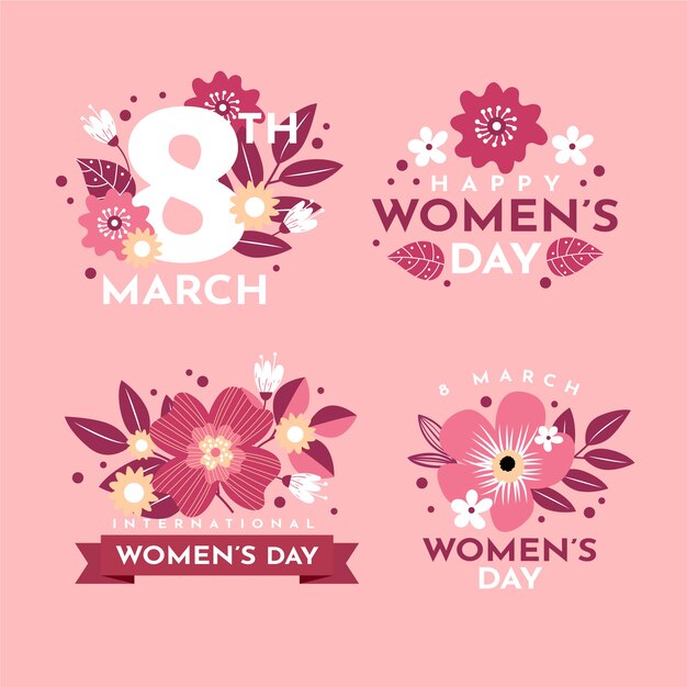 Flat international women's day badges collection