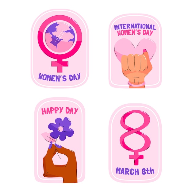 Flat international women's day badges collection