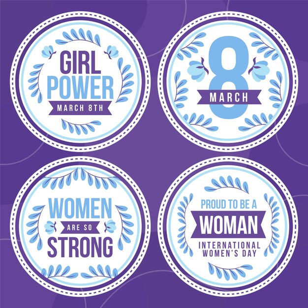 Flat international women's day badges collection