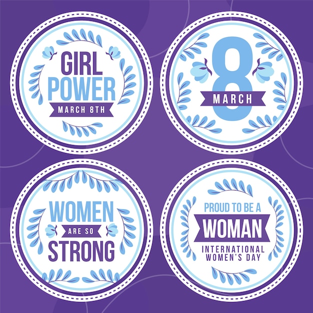 Flat international women's day badges collection