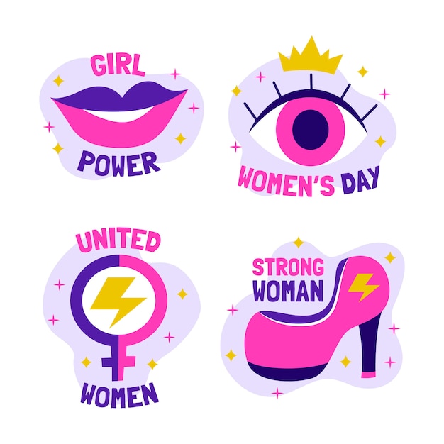 Flat international women's day badges collection